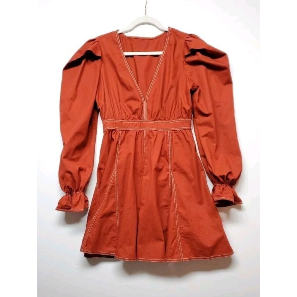 Corliss Dress‎ in Sumac Women's Size Small Puff Sleeves 100% Cotton- Flounce